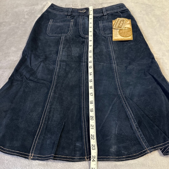 Boho Chic Washable Suede Skirt Skotts Vintage Y2K 6 Blue Midi Western NWT 90s - Picture 2 of 7